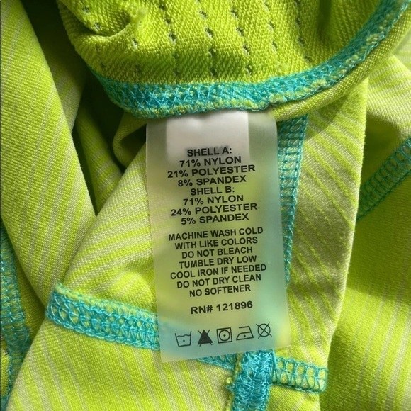 Title Nine Neon Green Striped Short Sleeve Tee Shirt Women's Size XS - Picture 3 of 3